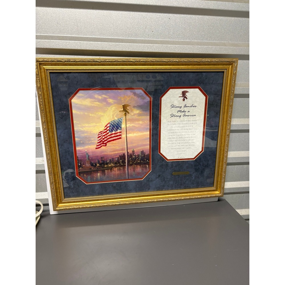 Thomas Kinkade The Light of Freedom Framed Art Patriotic Eagle New York City